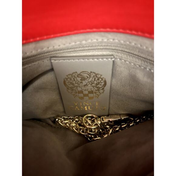 Vince Camuto Genuine Smooth Lamb Leather Bag/Purse Fire Red - Picture 7 of 12